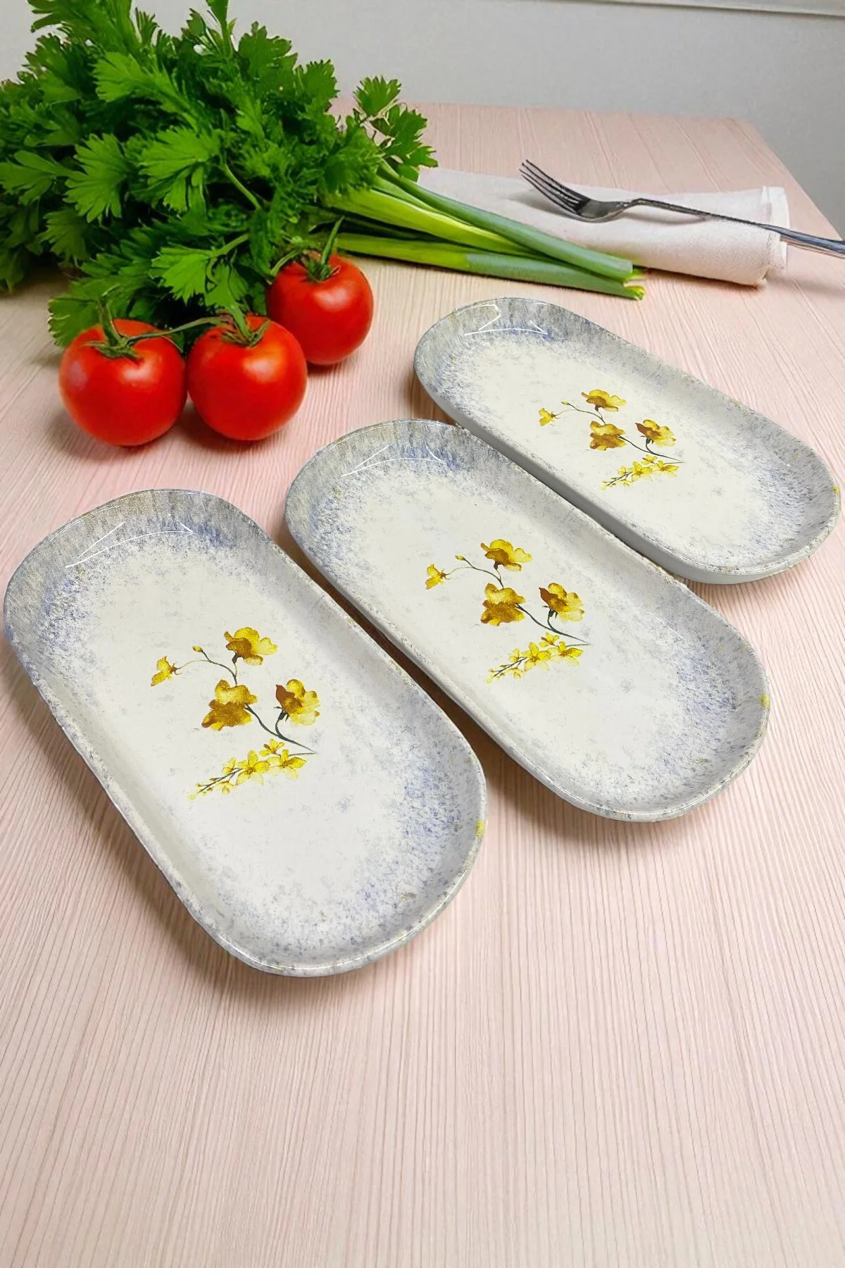 Hercai Noyan Kayık Salata Tabağı 26cm 3 Adet