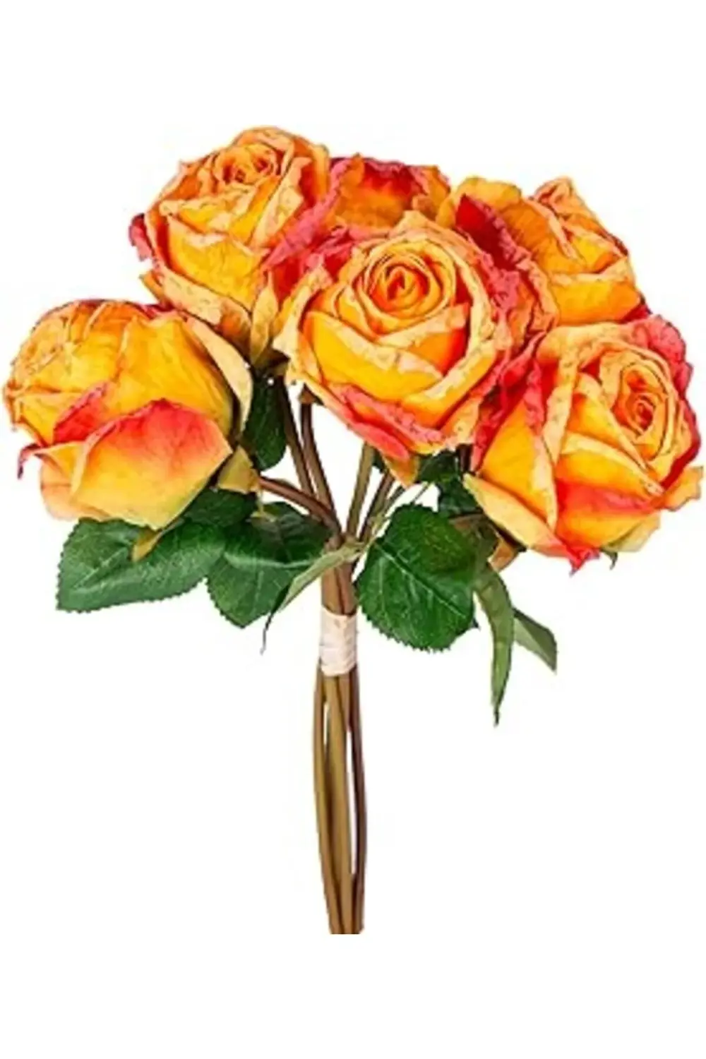 Herdekora Yapay Çiçek Gül 6'lı Demet Sarı-kırmızı 37 Cm.