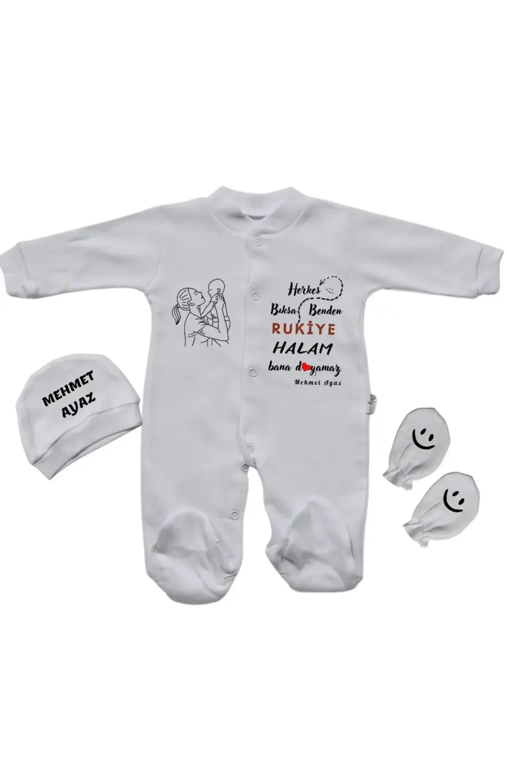 Herkes Bıksa Benden Teyzem Bana Doyamaz Yazılı Kişiye Özel Bebek