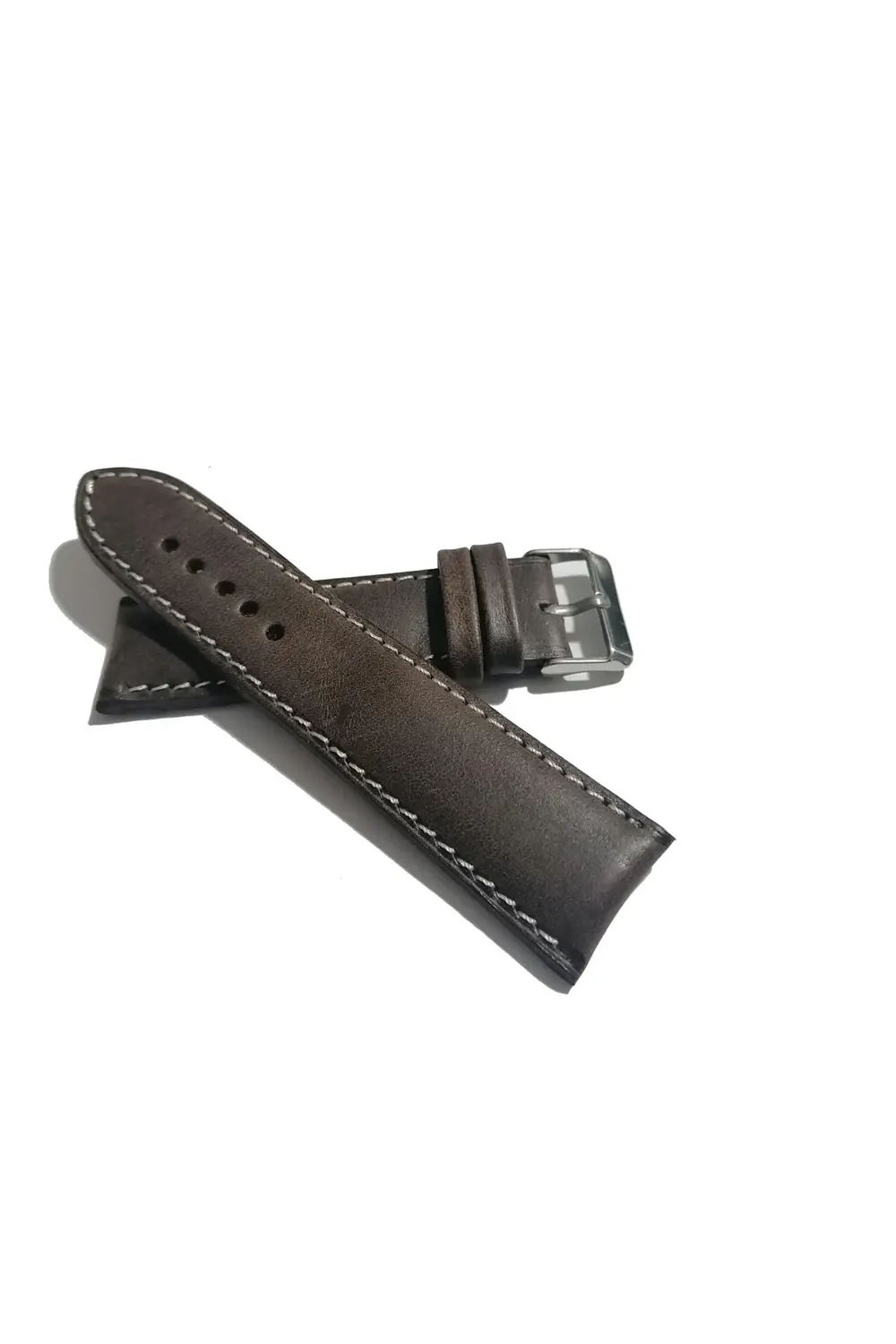 &Hertür Saate &Uygun Hakiki Deri 24 mm Koyu kahve saat kordonun (