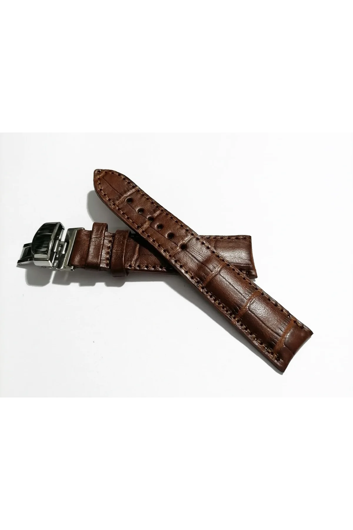 &Hertür Saate &Uygun Kelebek Toka 18 MM kahve kordon (270) gumuş 