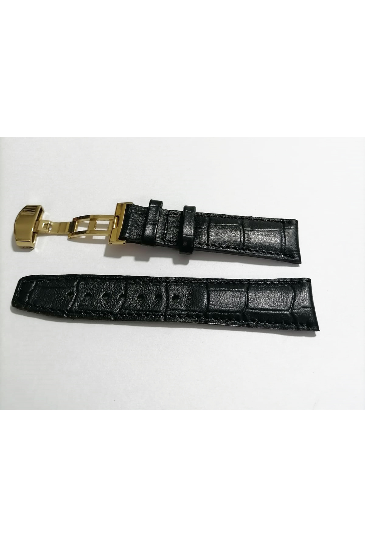 Fado &Hertür Saate &Uygun Kelebek Toka 24 Mm Siyah Kordon (191 ) Altin