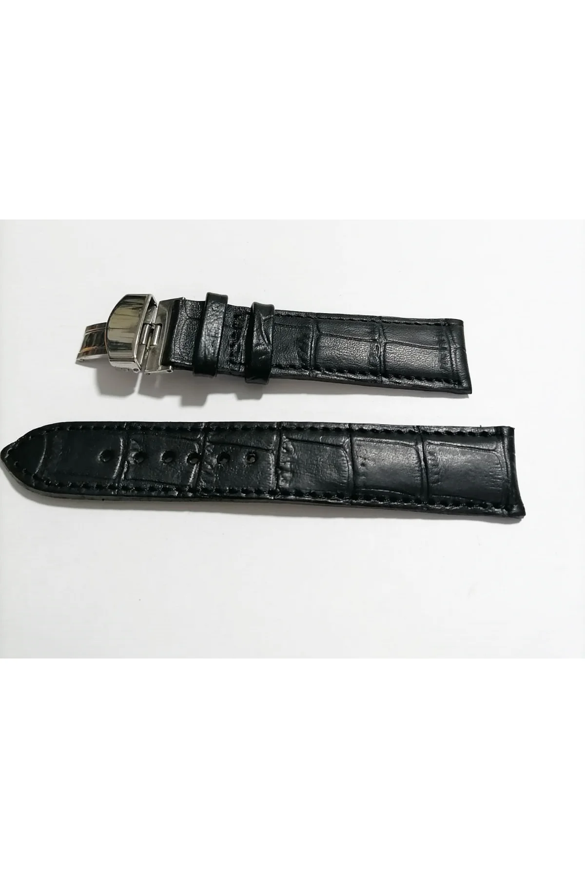 &Hertür Saate &Uygun Kelebek Toka 18 MM Siyah kordon (272) gumus toka