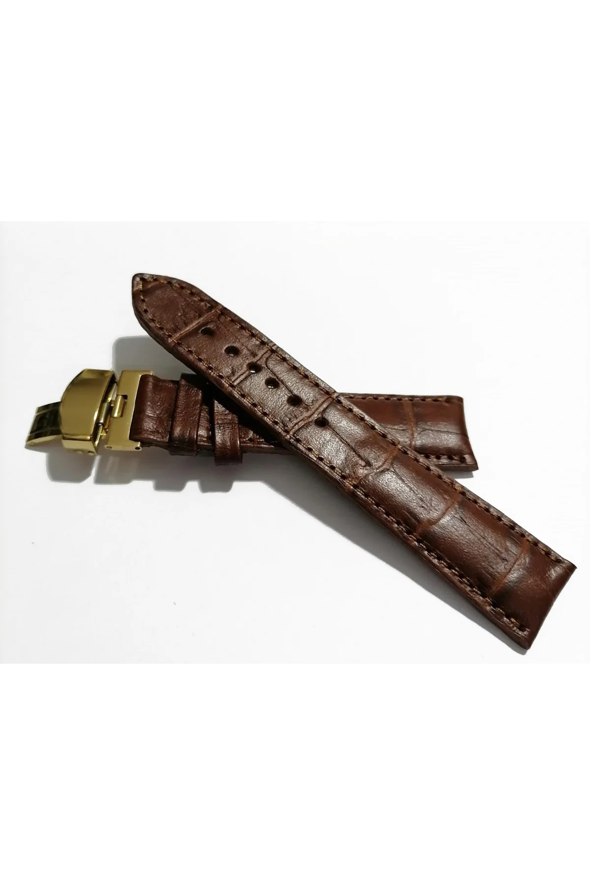 &Hertür Saate &Uygun  Kelebek  Toka  24 MM  kahve kordon   (193)  altın  toka