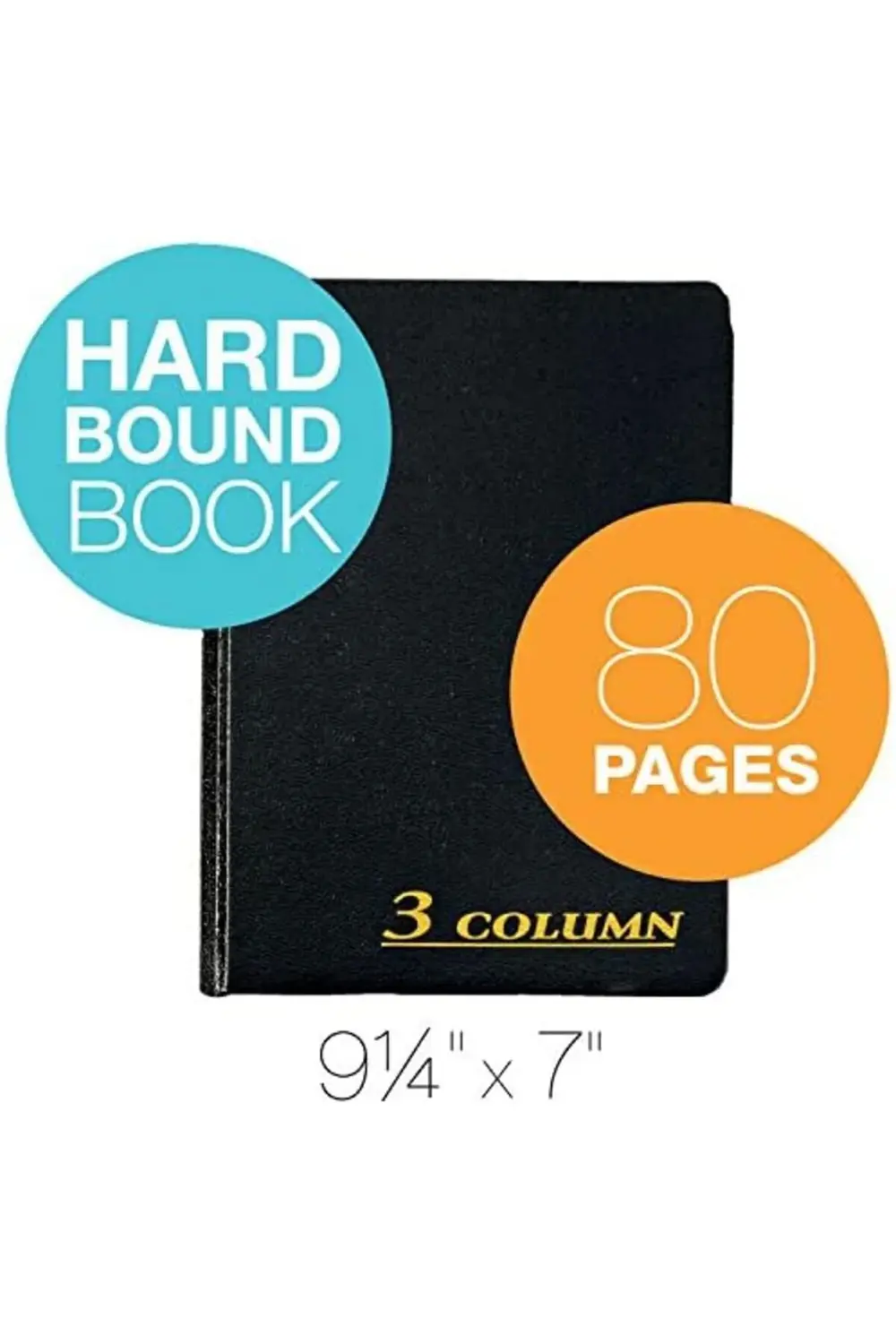 Hesap Defteri, 17,78 x 23,50 cm, Siyah, 3 Sütun, 80 Sayfa (ARB800