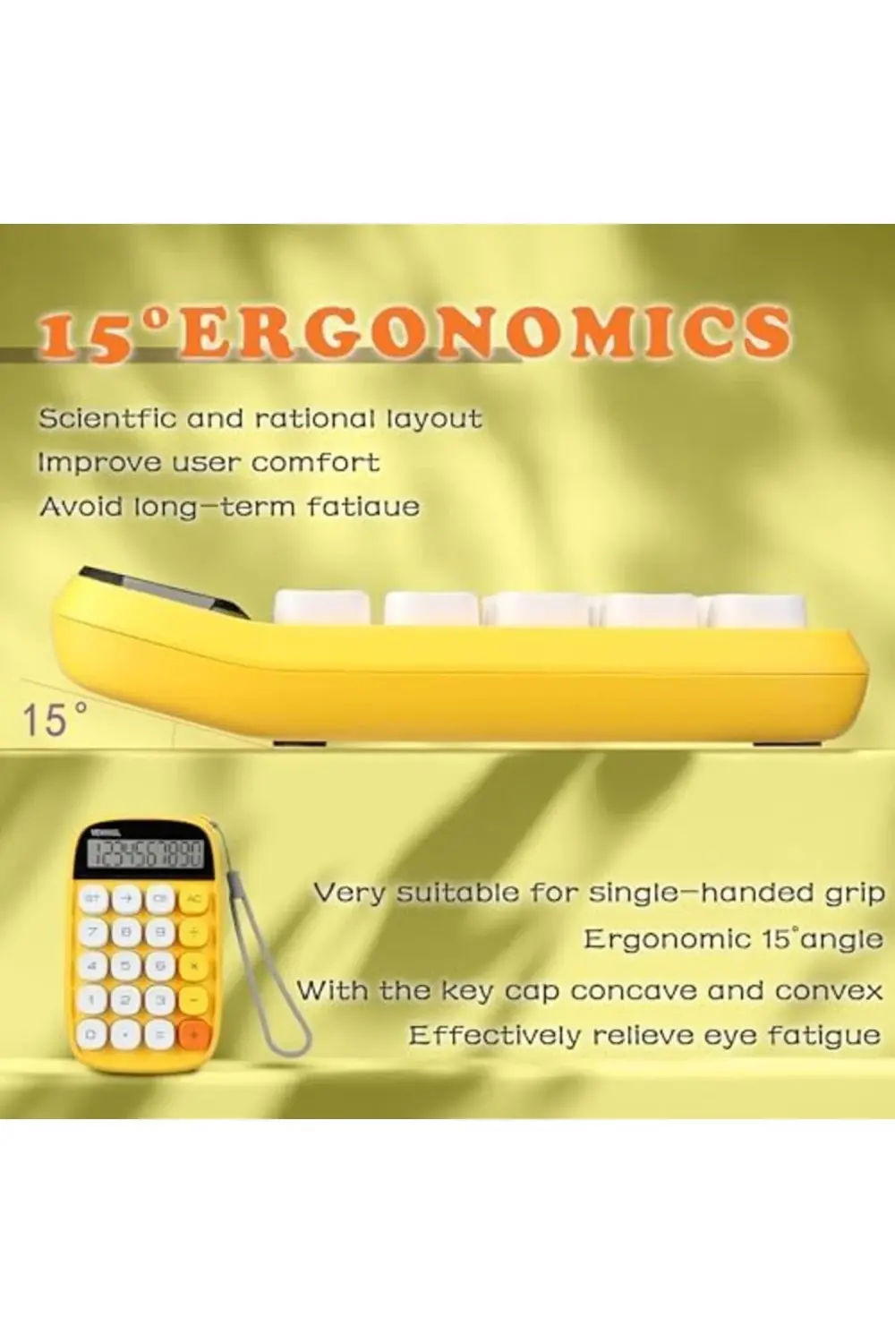 Hesap Makinesi, Sarı Hesap Makinesi Sevimli 10 Haneli Büyük LCD E