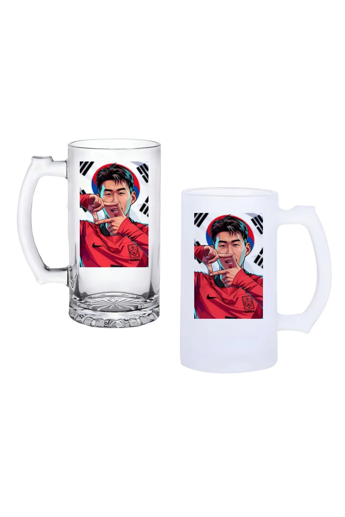 Heung-Min Son Kulplu Bira Bardağı Buzlu veya Şeffaf Seçenekli 010