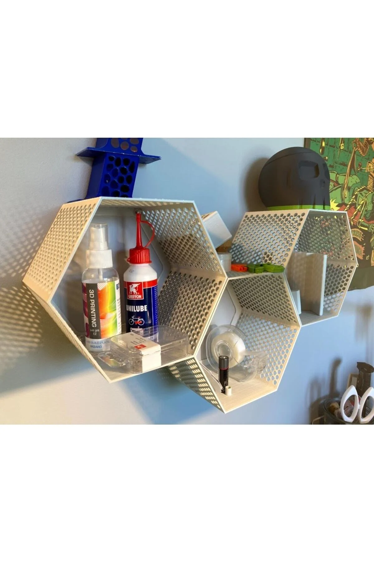 Hexagen Altıgen Dekoratif Duvar Rafı 1 Adet