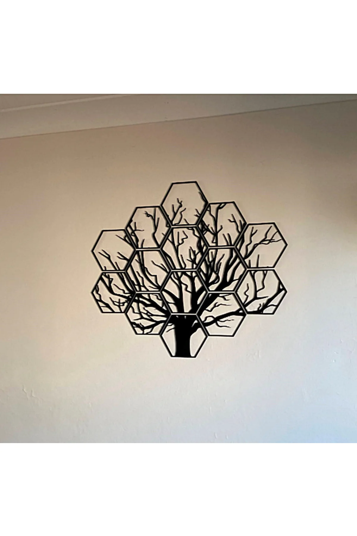 Hexagonal Ağaç Duvar Dekoru 60 Cm