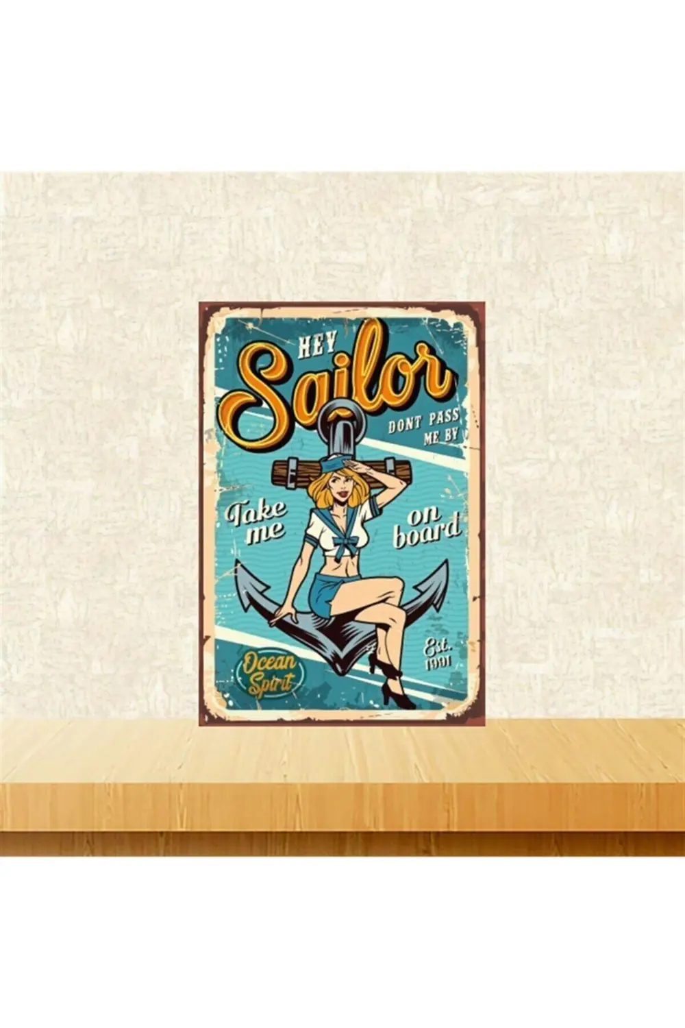 Hey Sailors 20-30 Cm Retro Ahşap Tablo Tkfx5173