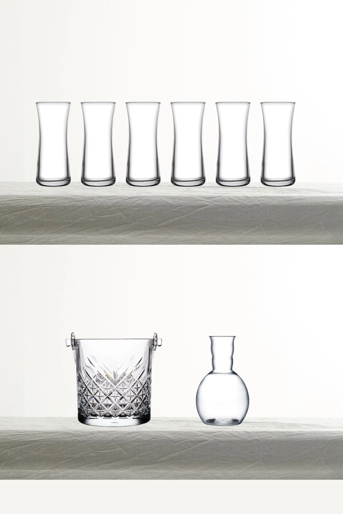 Heybeli Rakı Bardağı, Nude Kristal Karaf ve Timeless Buz Kovası 8