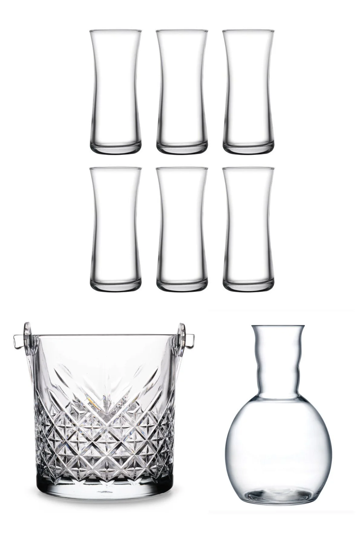 Heybeli Rakı Bardağı, Nude Kristal Karaf ve Timeless Buz Kovası 8