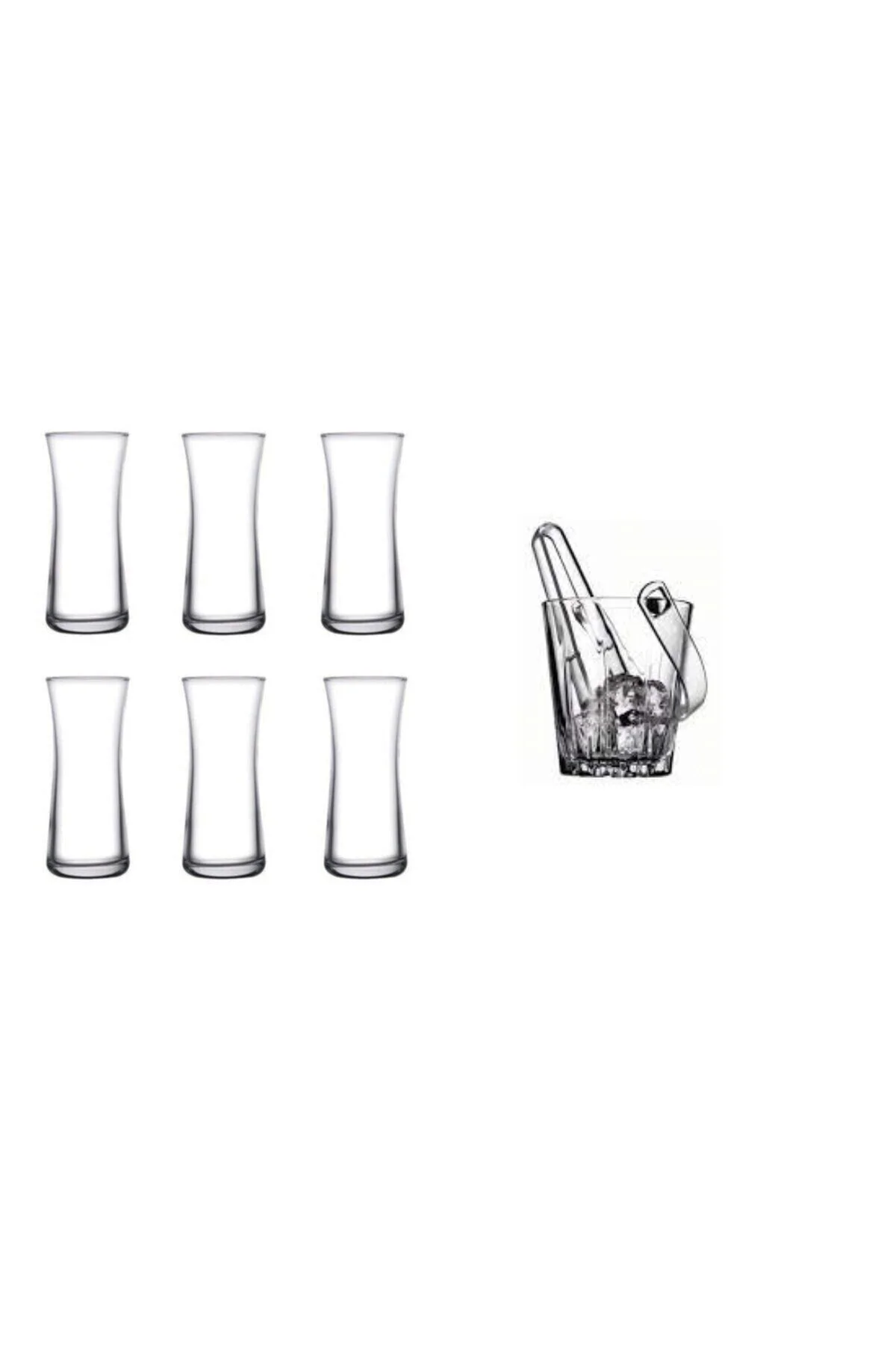 Heybeli Rakı Bardagı Ve Karat Buz Kovası Seti 7 Parça