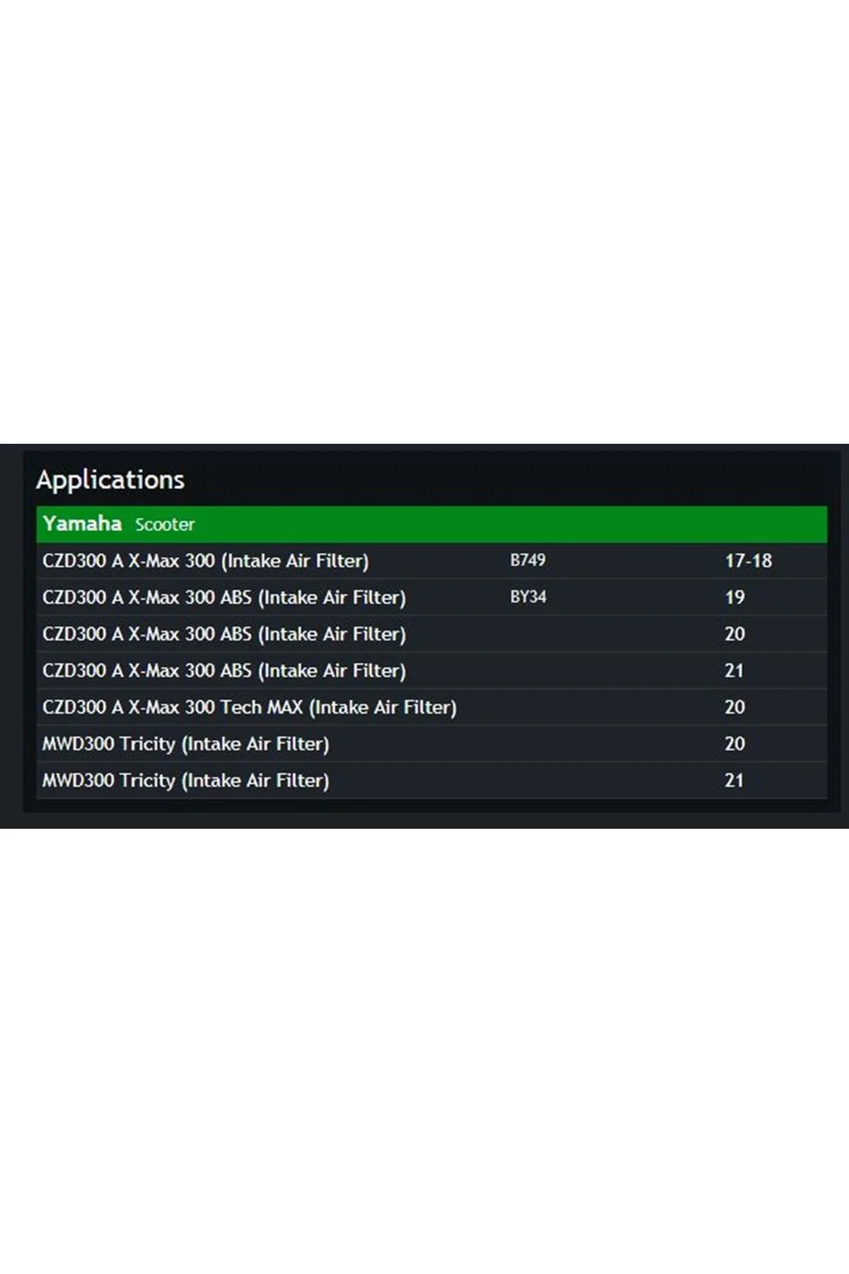 HFA 4301 YAMAHA XMAX 250 300 HAVA FİLİTRESİ
