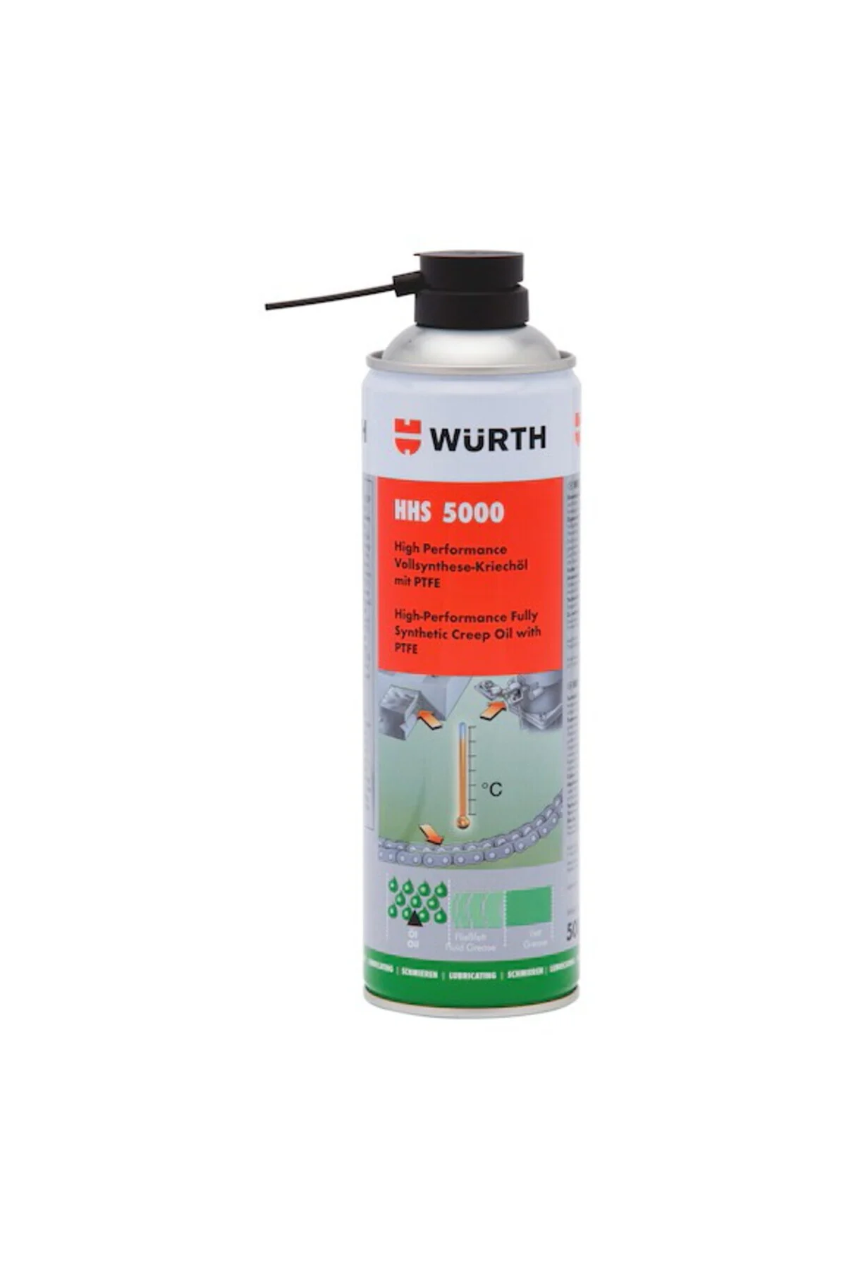 HHS 5000 Isıya Dayanıklı Yağlama Spreyi 500ML - PTFE Katkılı Uzun HHS 5000 Isıya Dayanıklı Yağlama Spreyi 500ML - PTFE Katkılı Uzun