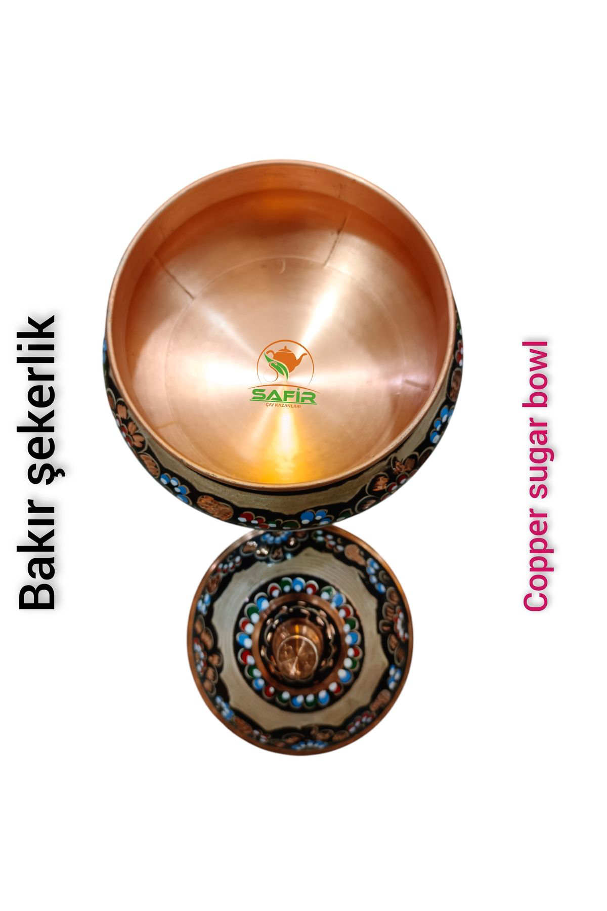 Safir Çay Kazanlari Hicivli Bakır Şekerlik Bakır Şekerdanlık Bakır Lokumluk Orta Boy 