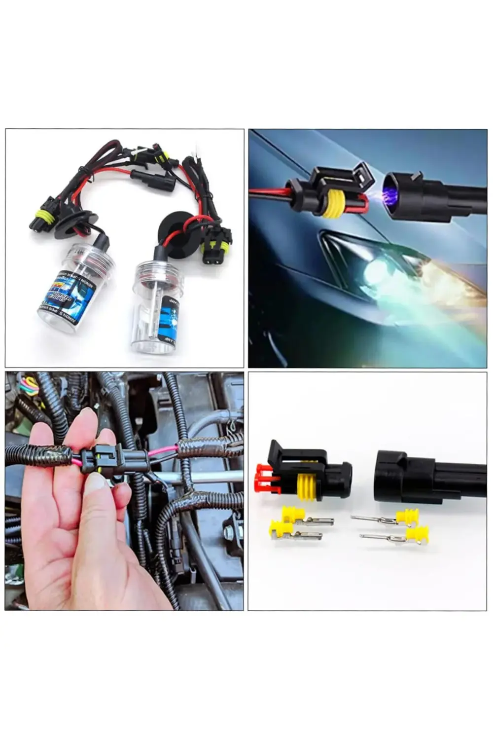 HID JST Su Geçirmez Konnektör Seti Oto Elektrik Kablo Soketleri 3