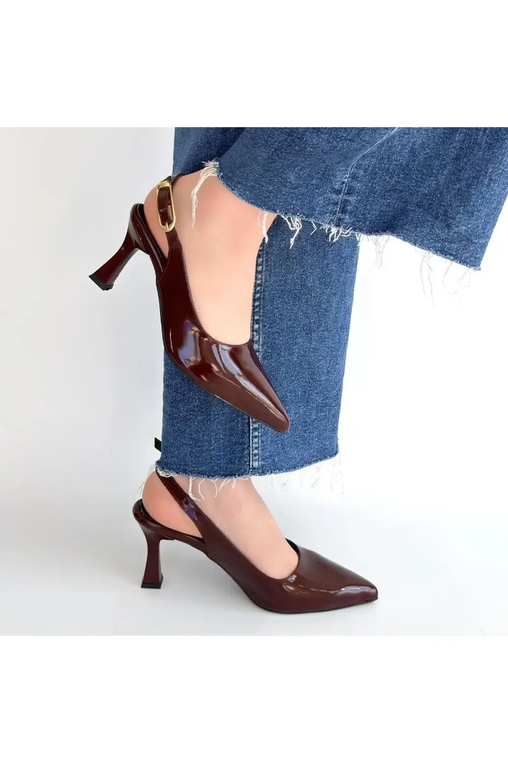 Hies Bordo Rugan Topuklu Ayakkabı