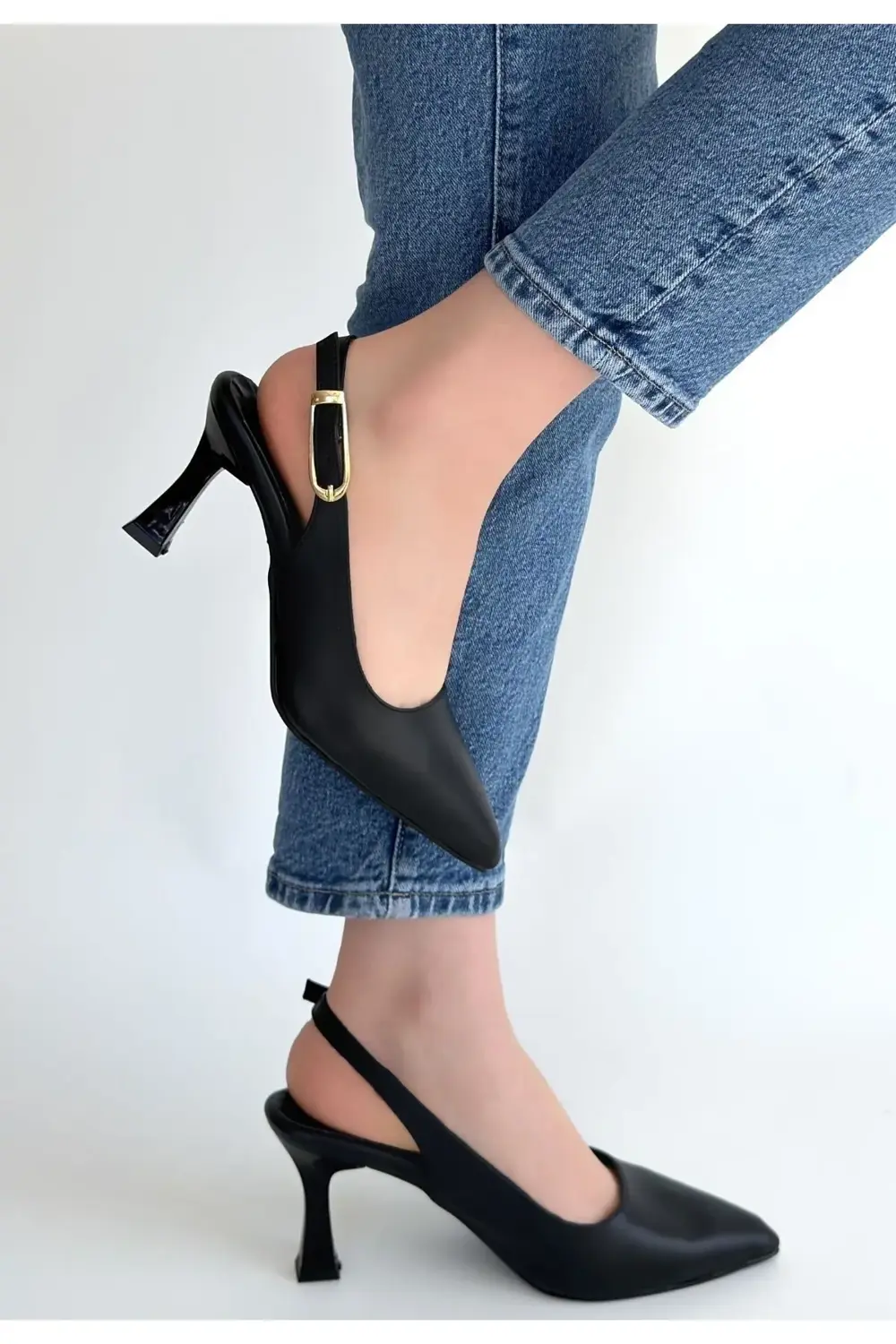 Hies Siyah Cilt Topuklu Ayakkabı