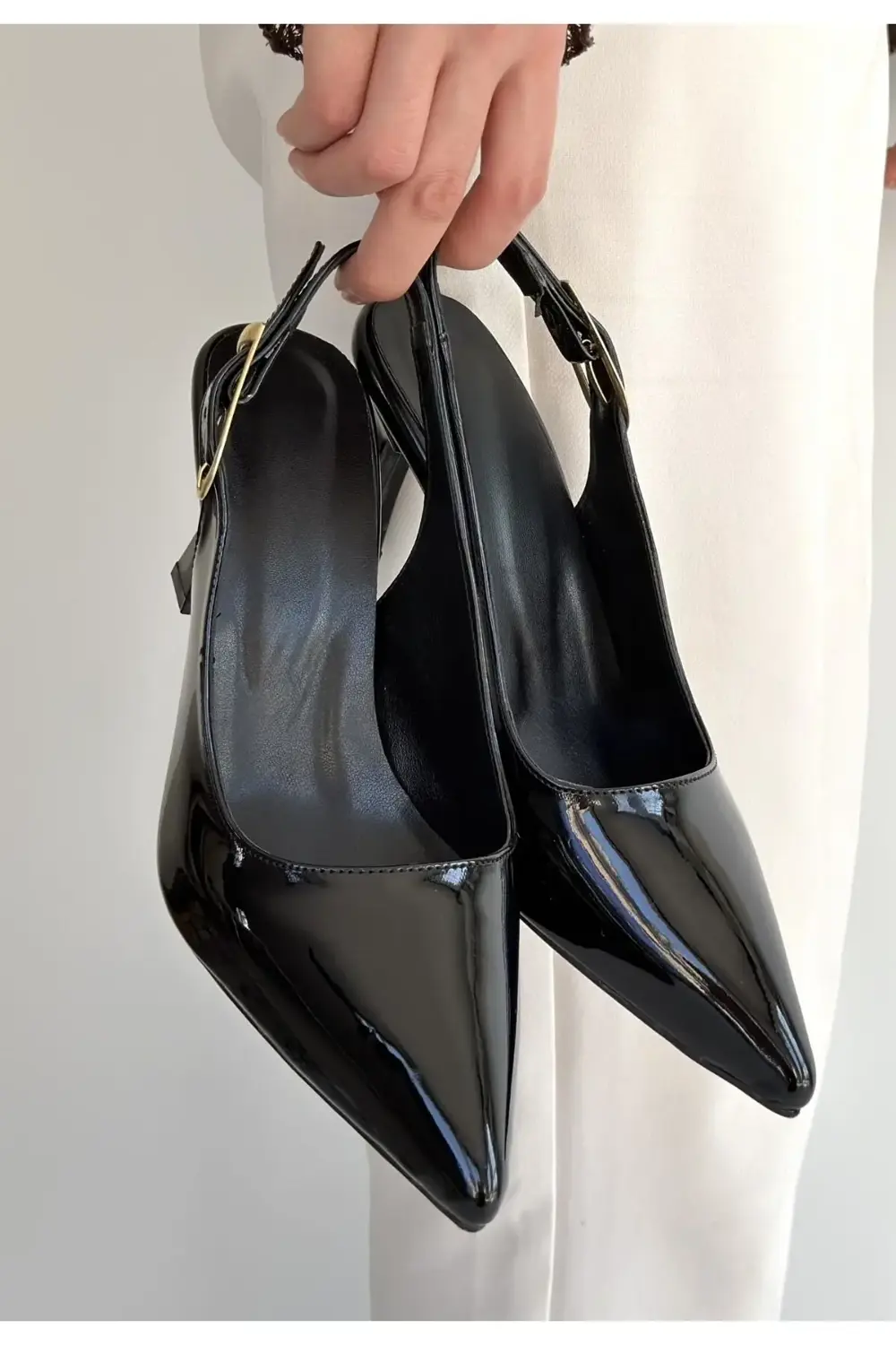 Hies Siyah Rugan Topuklu Ayakkabı