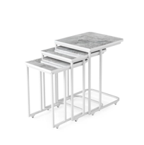 Sivas Gözde Mobilya High Gloss Parlak Mermer Desen 3Lü C Zigon Sehpa