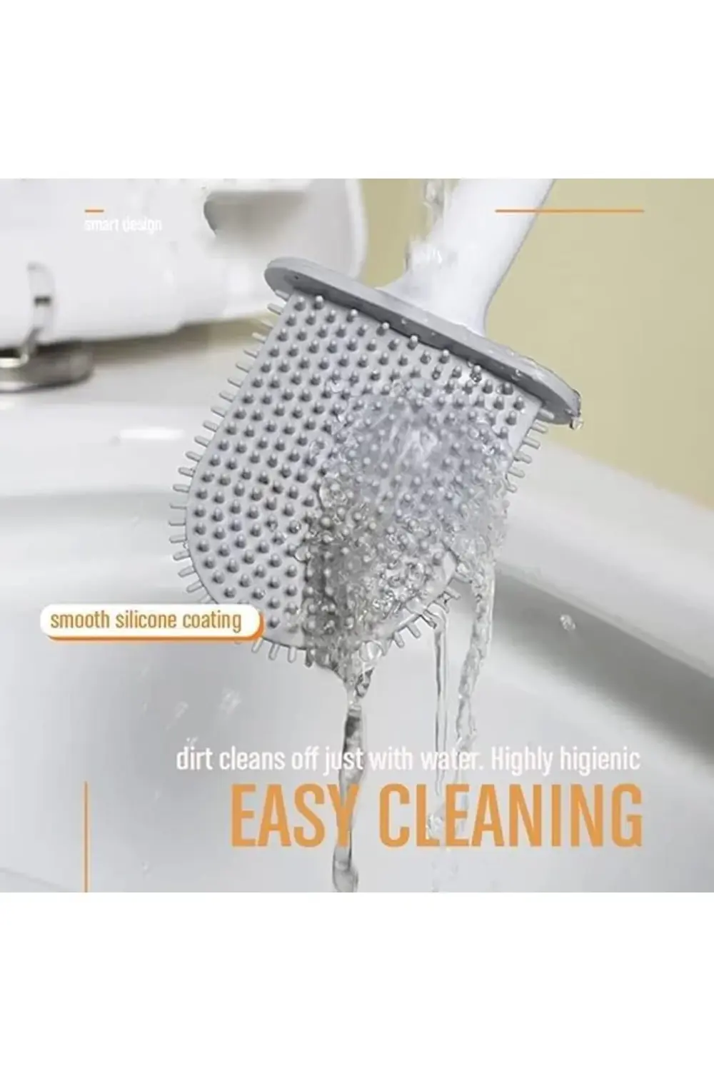 HİGH-TECH Silikon Tuvalet Fırçası, Kavisli Tasarım, Çizik Bırakma