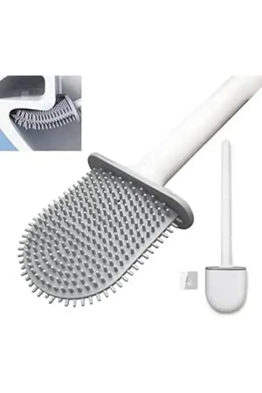 HİGH-TECH Silikon Tuvalet Fırçası, Kavisli Tasarım, Çizik Bırakma