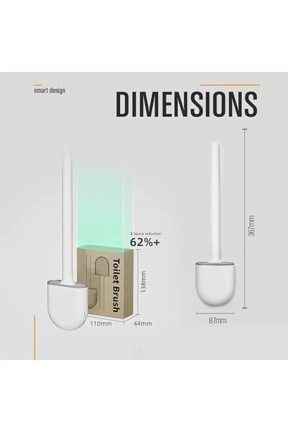 HİGH-TECH Silikon Tuvalet Fırçası, Kavisli Tasarım, Çizik Bırakma