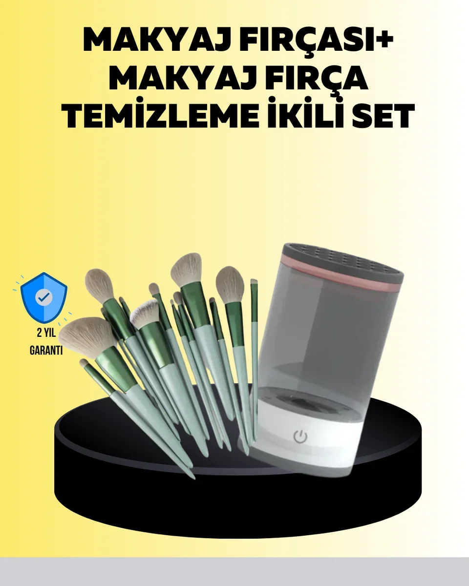 Hijyenik Makyaj İçin 13’lü Fırça Seti ve Elektrikli Temizleyici – Makyaj Kalıntılarını ve Bakterileri Yok Edin