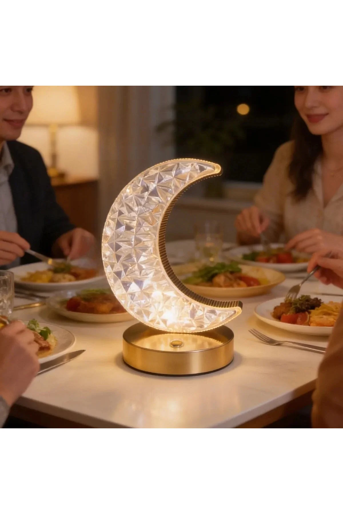 Hilal AY Model Kristal LED Masa Lambası – Dokunmatik, 3 Renk Işık Modlu, Şarjlı Mini Dekoratif Gece Hilal AY Model Kristal LED Masa Lambası – Dokunmatik, 3 Renk Işık Modlu, Şarjlı Mini Dekoratif Gece