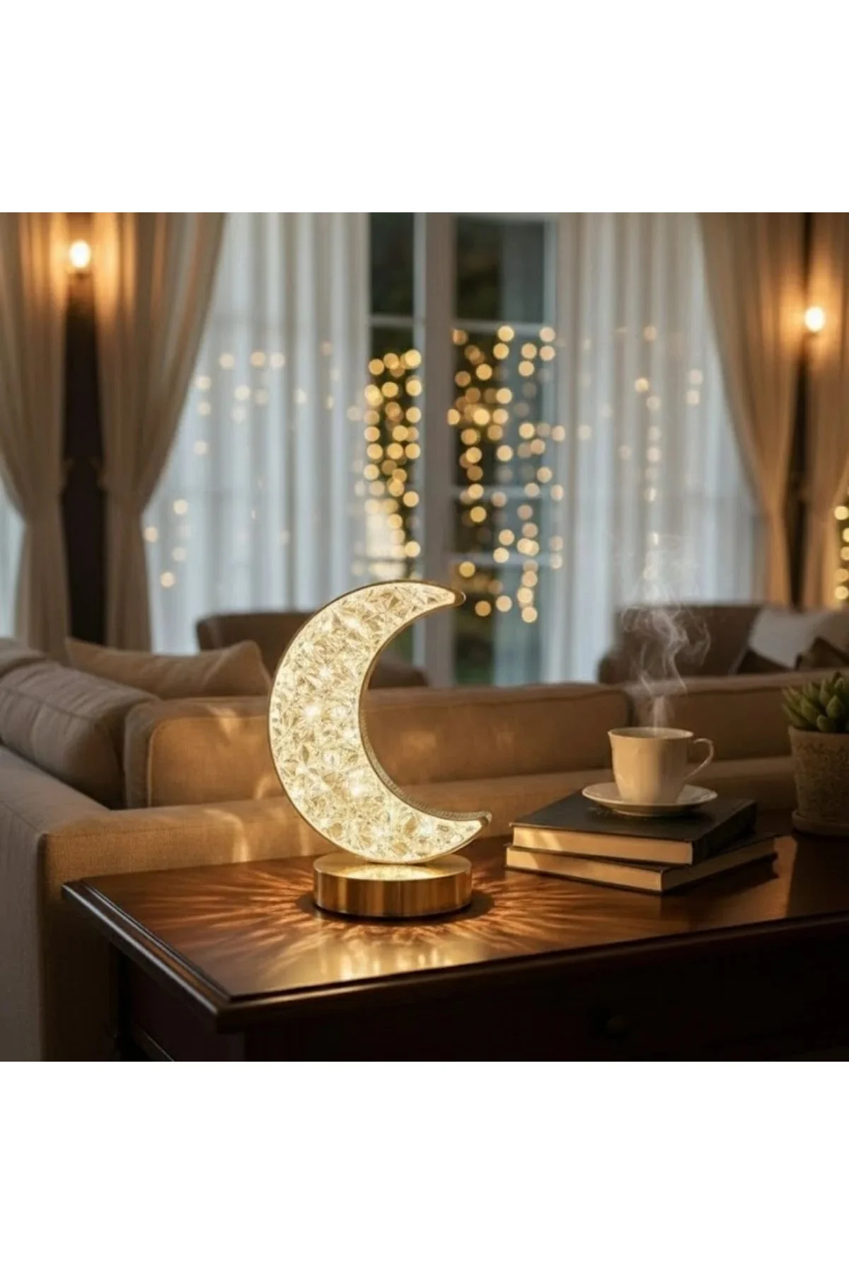 Hilal AY Model Kristal LED Masa Lambası – Dokunmatik, 3 Renk Işık Modlu, Şarjlı Mini Dekoratif Gece Hilal AY Model Kristal LED Masa Lambası – Dokunmatik, 3 Renk Işık Modlu, Şarjlı Mini Dekoratif Gece
