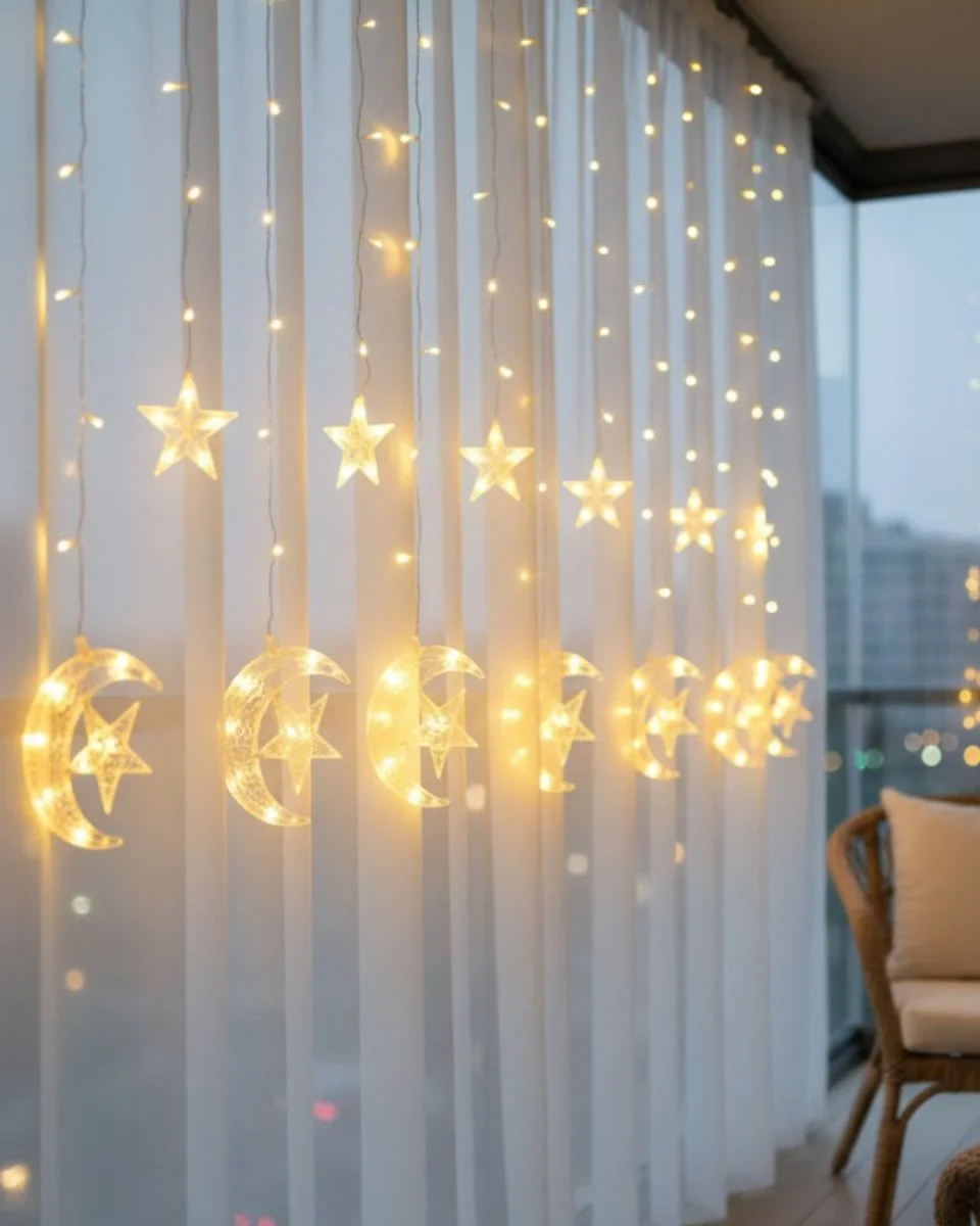 Hilal Yıldız Tasarım LED Perde Işığı - Balkon Pencere ve Oda Dekorasyonu