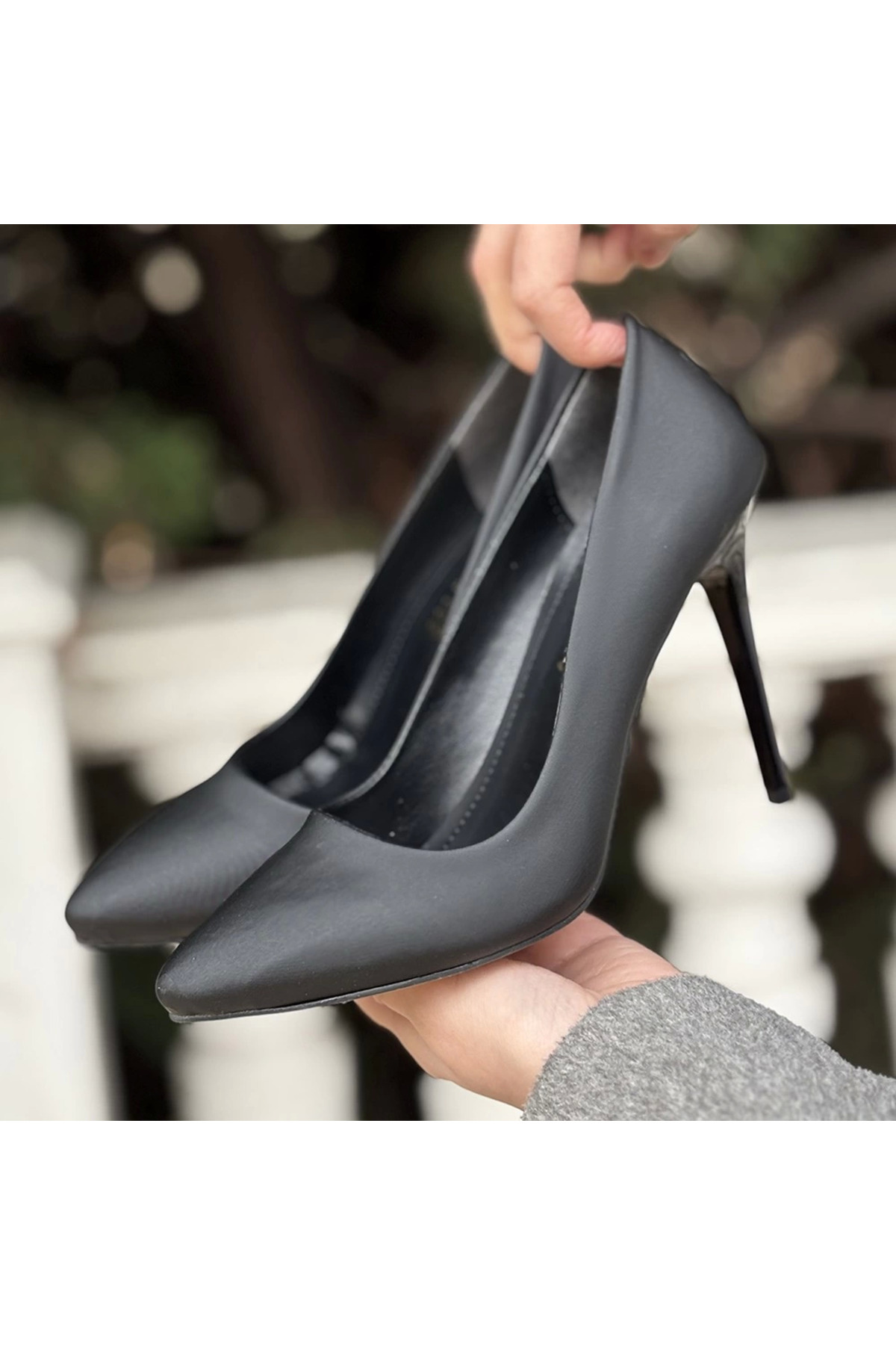 Rby Hillar Siyah Saten Stiletto Ayakkabı