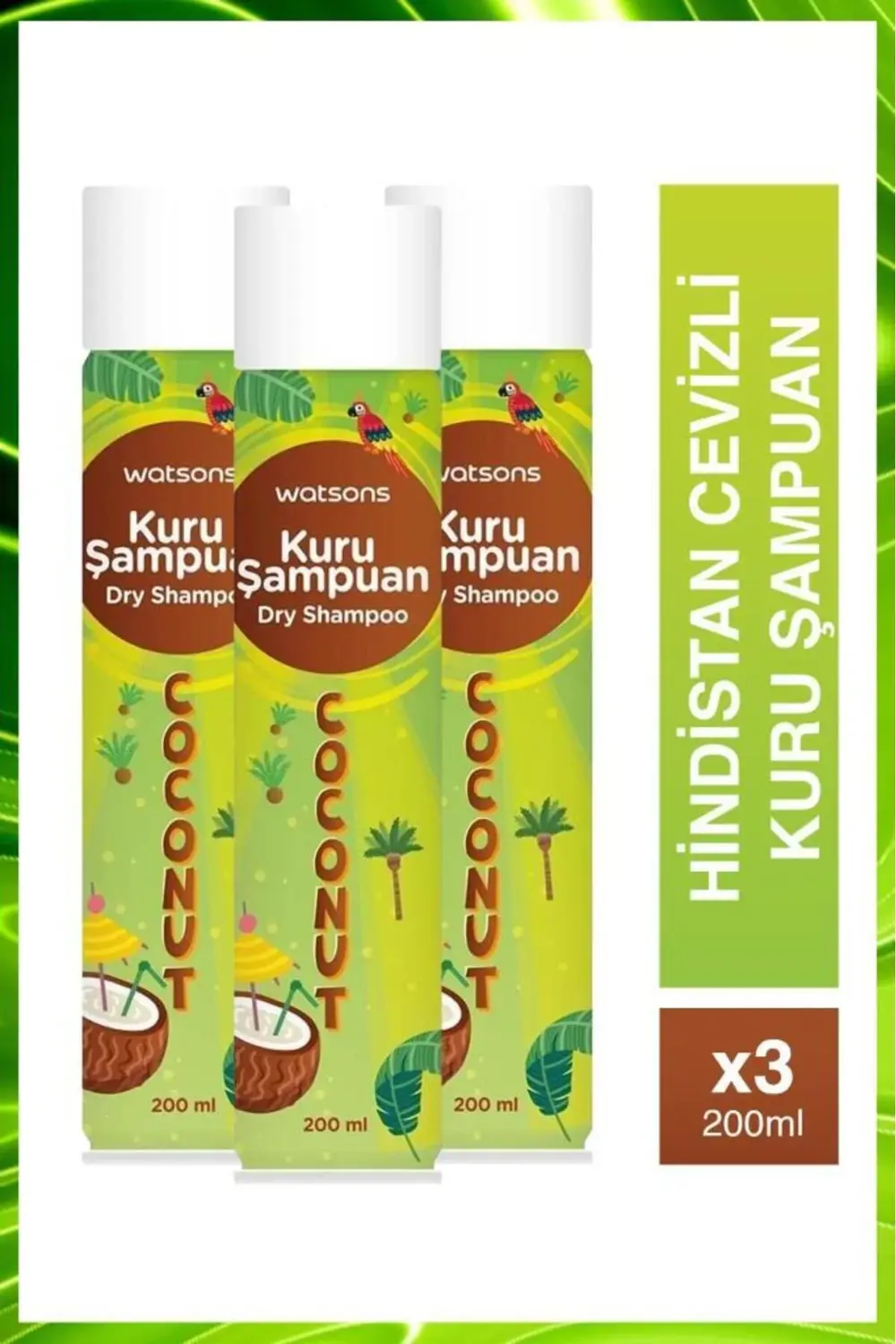 Hindistan Ceviz Aromalı Kuru Şampuan 200 Ml 3 Adet