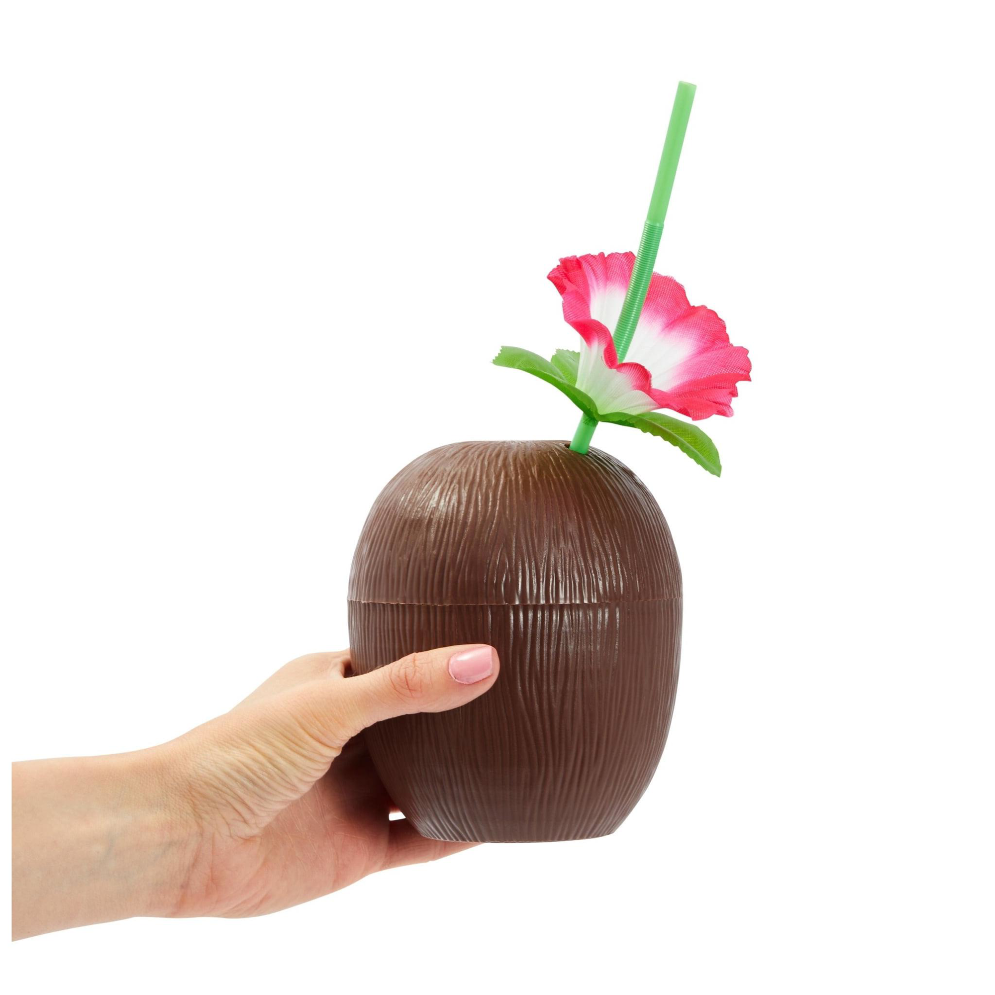 Hindistan Cevizi Hawaii Luau Aloha Pipetli İçecek Kabı Bardak 10x