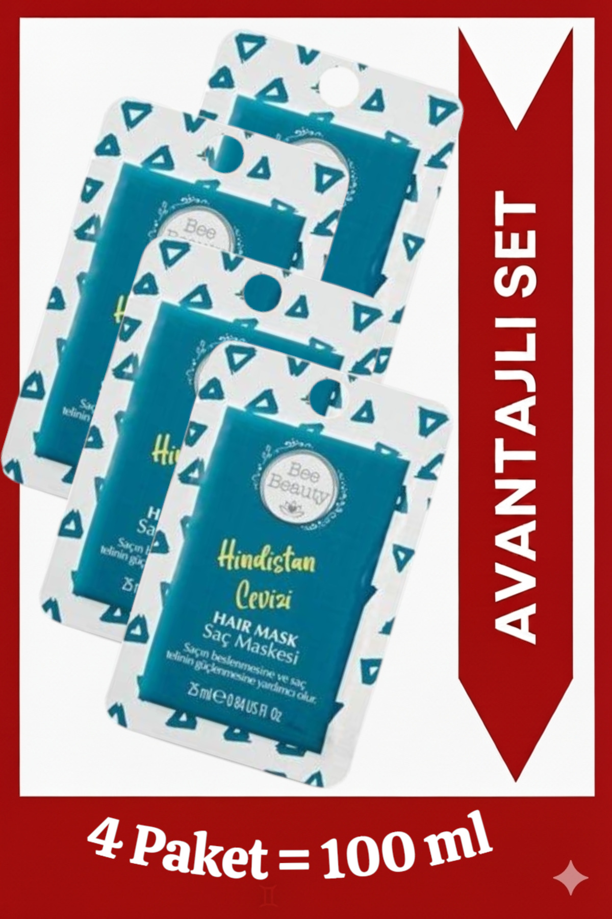 Hindistan Cevizi Besleyici Saç Maskesi 25ml x 4 Adet & Aylık Kull