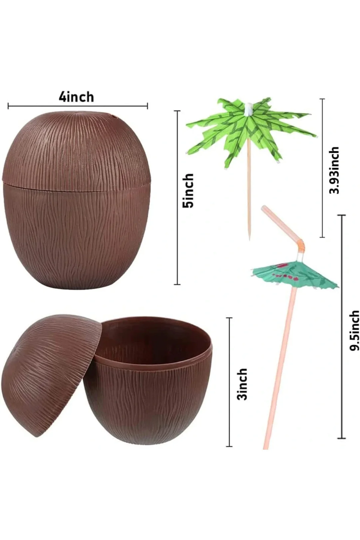 Hindistan Cevizi Hawaii Luau Aloha Pipetli İçecek Kabı Bardak 10X13 Cm 1 Adet Hindistan Cevizi Hawaii Luau Aloha Pipetli İçecek Kabı Bardak 10X13 Cm 1 Adet - Görsel 4