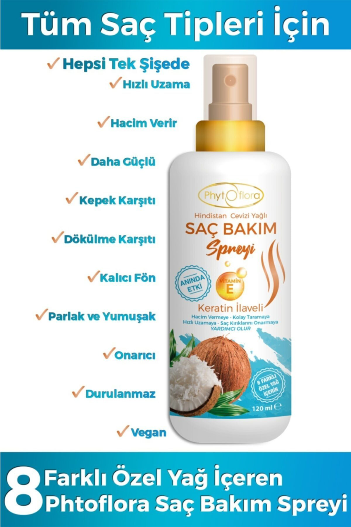 Hindistan Cevizi Yağlı Saç Bakım Spreyi 120 Ml Ve Tırnak Bakım Ya
