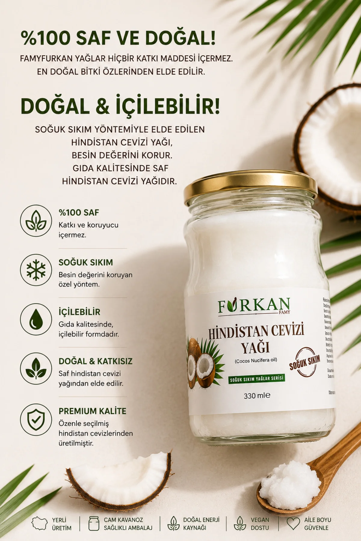 Hindistan Cevizi Yağı 330ml