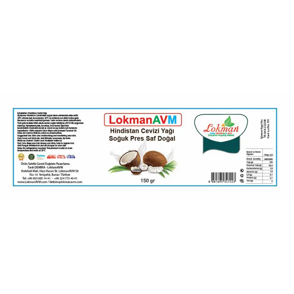 Hindistan Cevizi Yağı Soğuk Pres Saf Doğal Cam Kavanoz 150 Gr - 2