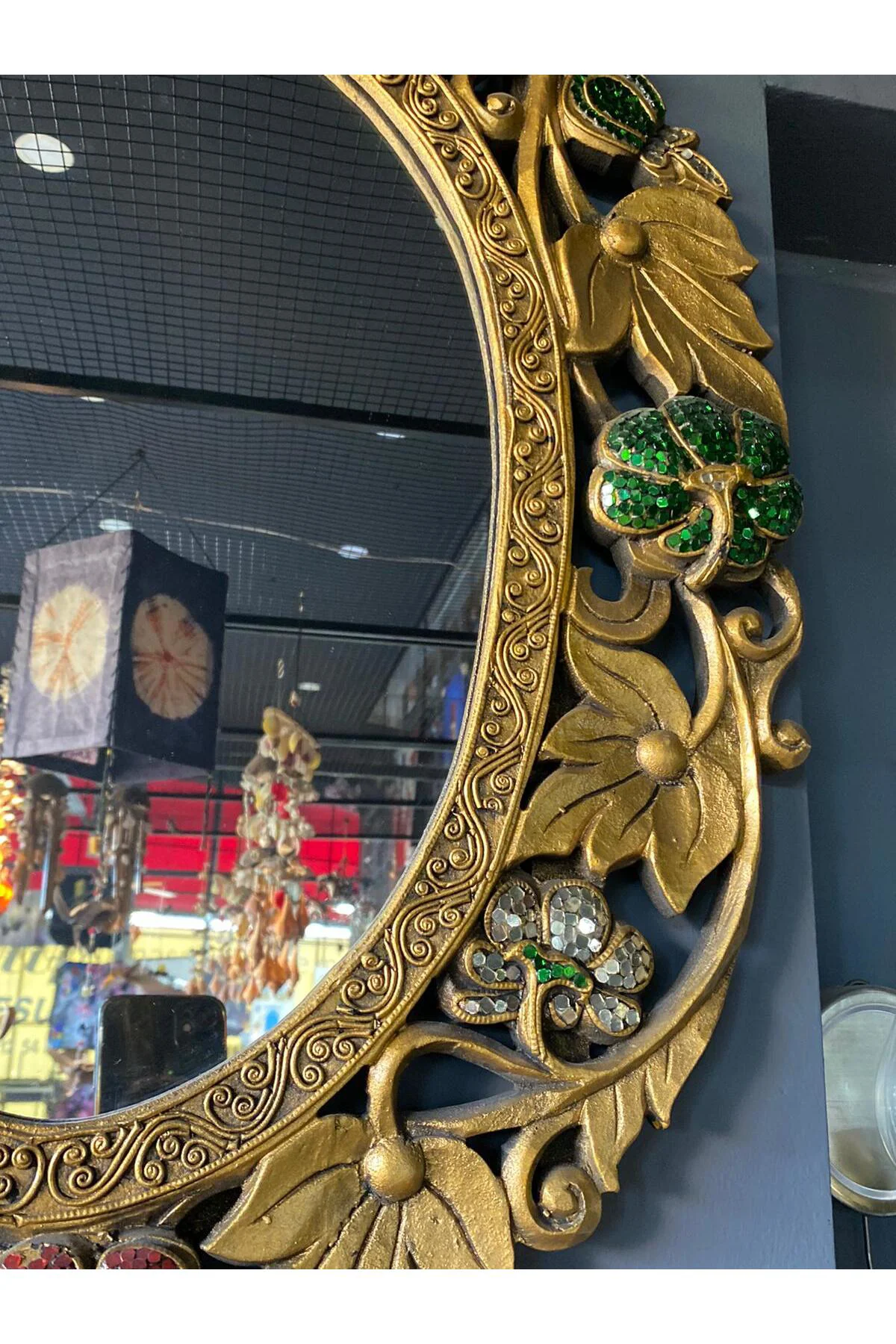 Hint İşi Oymalı Taş İşlemeli Ayna Duvar Dekoru