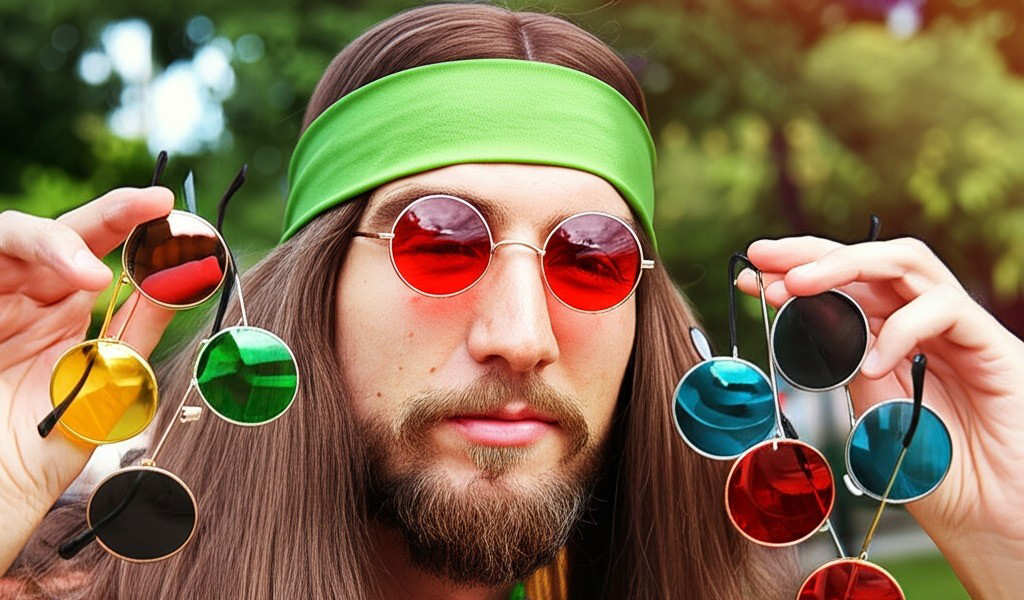Hippi Lennon Parti Gözlüğü - 2 Adet Retro Tarz Eğlenceli Parti Ak