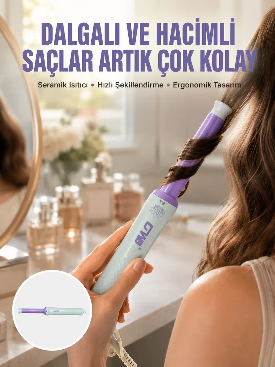 Hızlı Isınan Kompakt Saç Kıvırma Maşası - Tüm Saç Tiplerine Uygun İyon Teknolojili Güvenli Stil