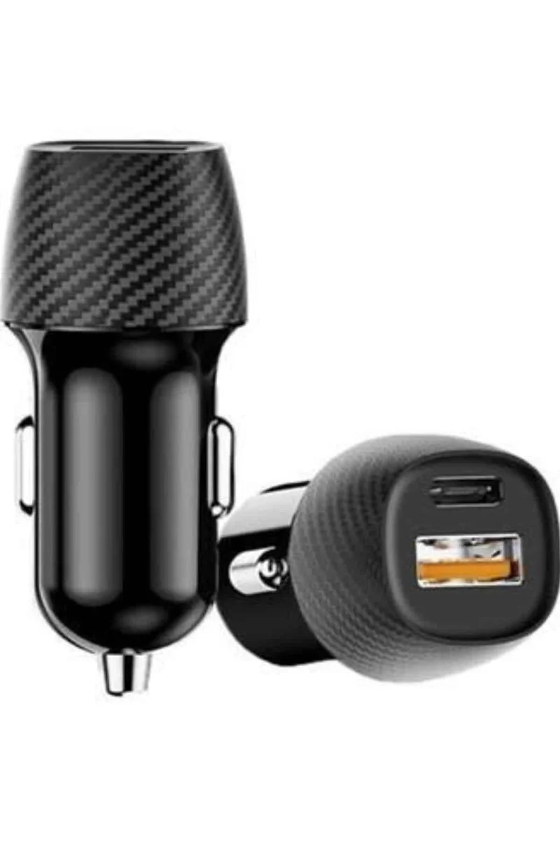 Hızlı Oto Şarj Cihazı 38W - Çift Girişli Type-C & USB Hızlı Şarj Oto Çakmaklık