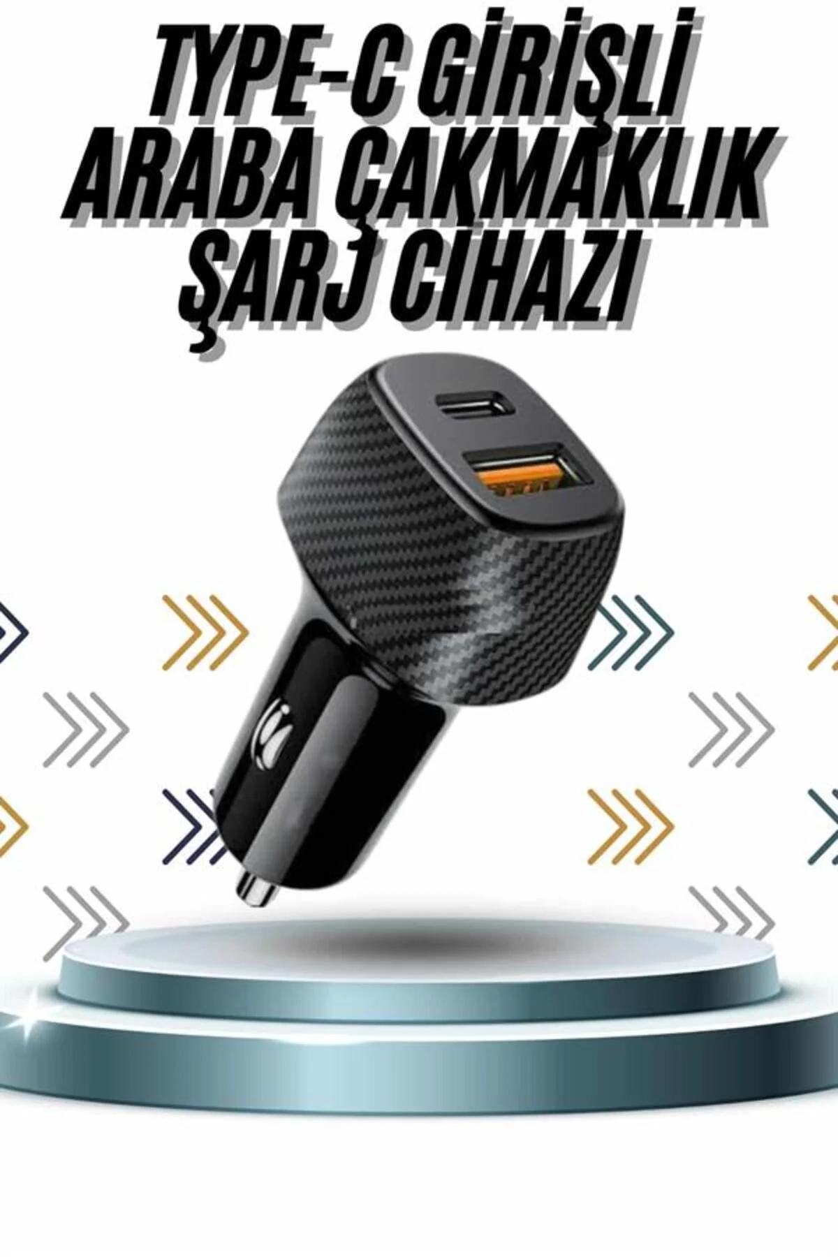 Hızlı Oto Şarj Cihazı 38W Çift Girişli HIzlı Şarj Oto Çakmaklık Type-C - Görsel 2