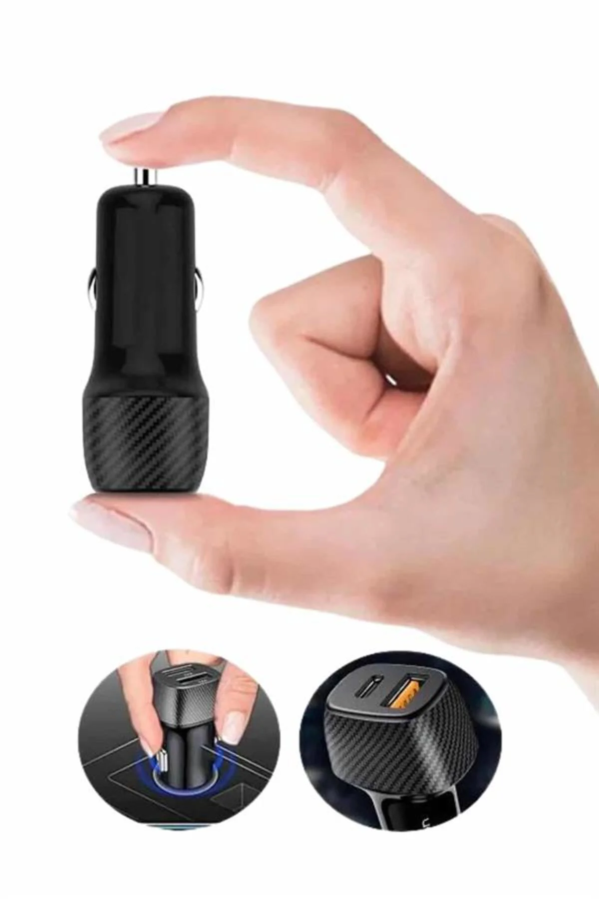 Hızlı Oto Şarj Cihazı 38W Çift Girişli HIzlı Şarj Oto Çakmaklık T