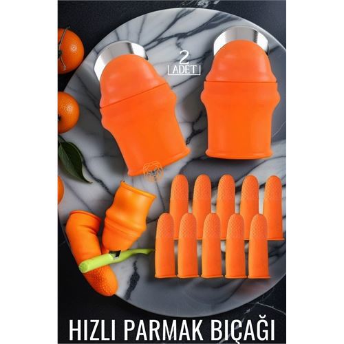 Hızlı Parmak Bıçağı Başparmak Sebze Kesici 2'li set