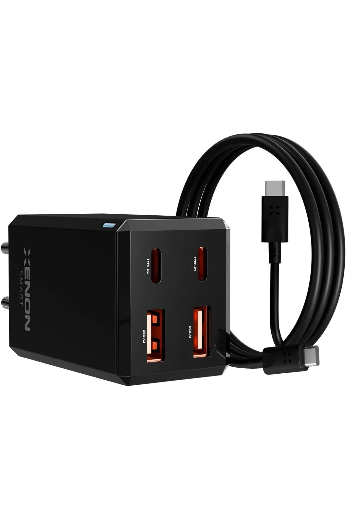 Hızlı Şarj Adaptörü 65W GaN + Type-C Kablo 100W PD | 4 Port iPhone & Samsung Uyumlu X