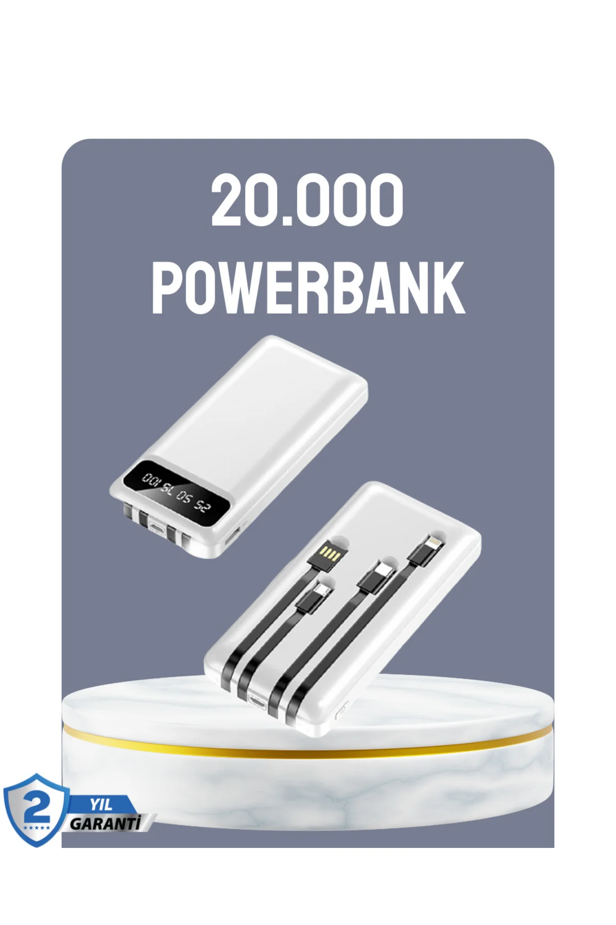 Hızlı Şarj Destekli 20.000Mah Powerbank Usb Type-C Lightning Lcd
