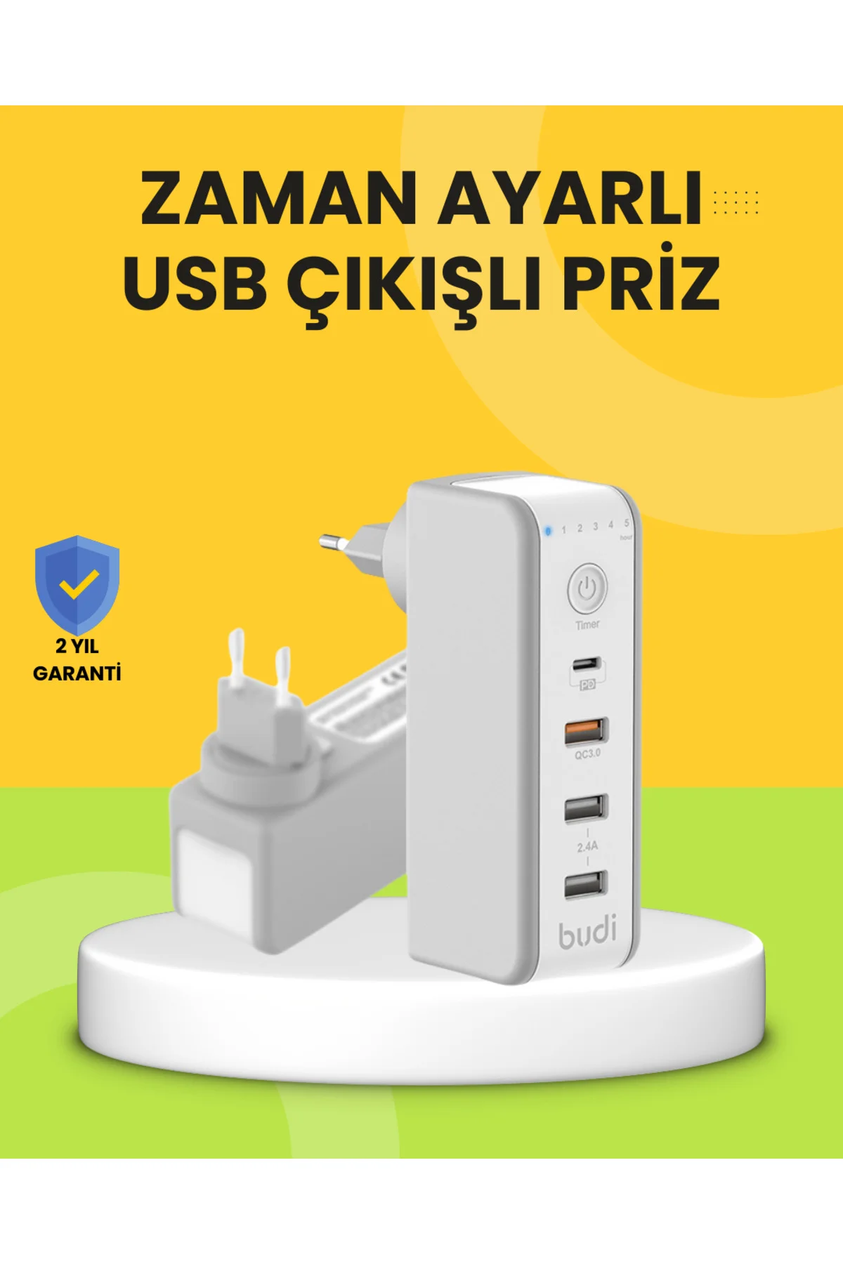 Hızlı Şarj Destekli Zaman Ayarlı USB Şarj Adaptörü